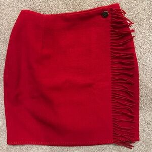 EUC vintage Ralph Lauren Country 100% wool wrap skirt with fringe and pockets!